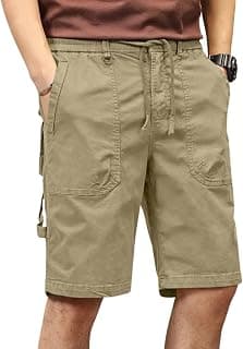 Leriya Fashion Men Cotton Cargo Shorts | Lightweight Shorts Pant for Men | Elastic Waist with Drawstring | Casual Summer Cargo Short's for Man with Pockets