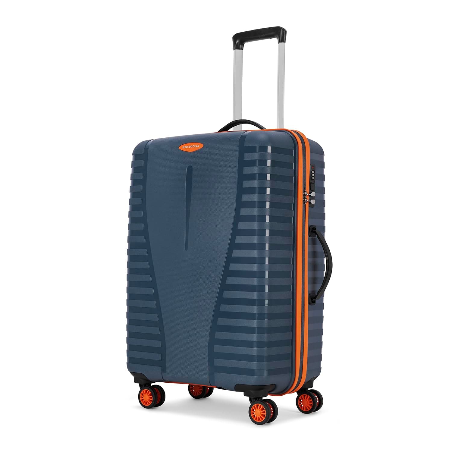 Aristocrat Airpro-Max 67 cm Check-in Medium Size Trolley Bag, Lightweight Polypropylene Case Luggage with 8 Wheels, Combination Lock, Travel-Friendly, 3-Yr International Warranty, Spanish Blue