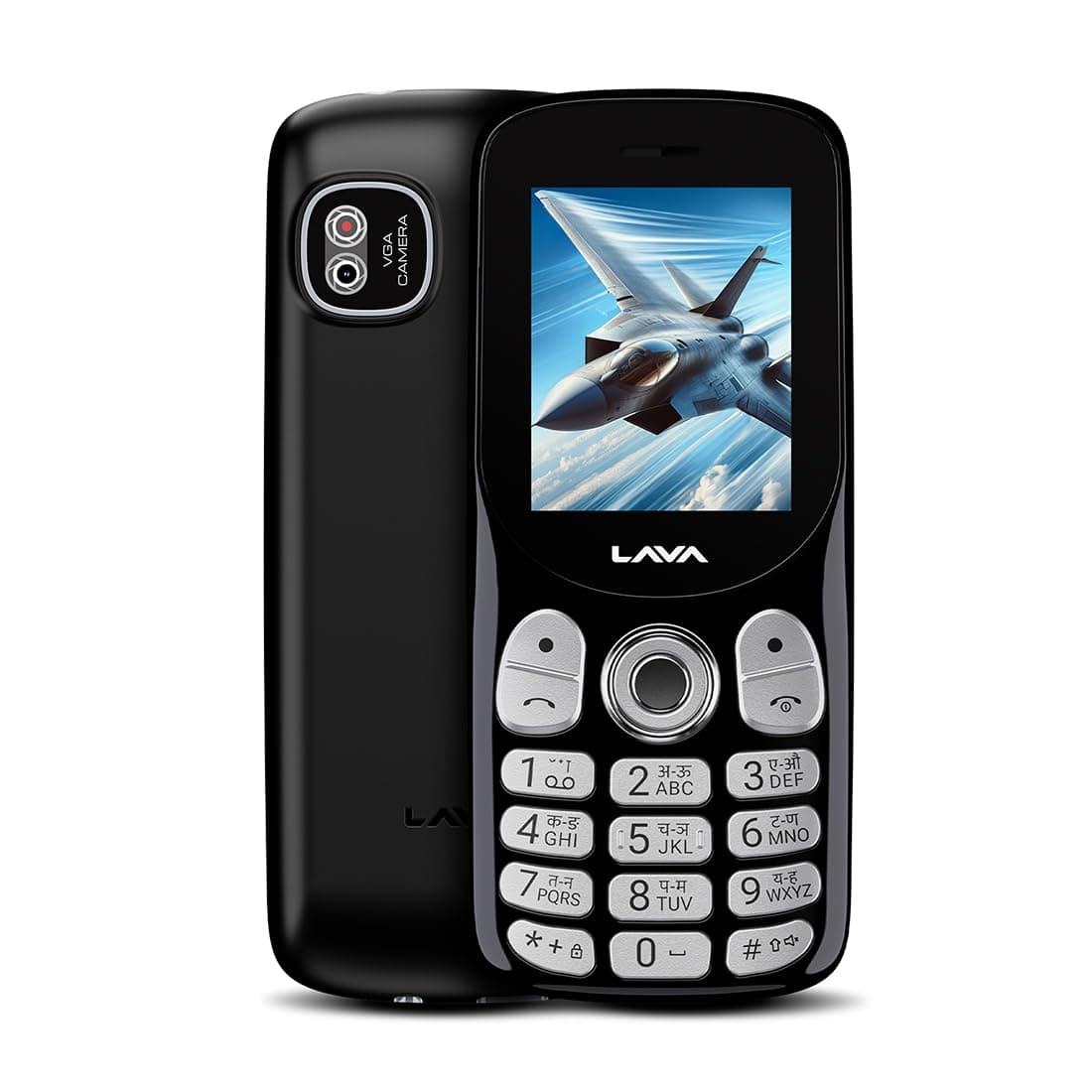 Lava A1 Tejas Dual SIM Keypad Phone with 2'' Big Display | Long-Lasting AI Battery | Type C USB Port | Vibration Alert | FM Radio & MP3 Player | Military-Grade Durability – Black