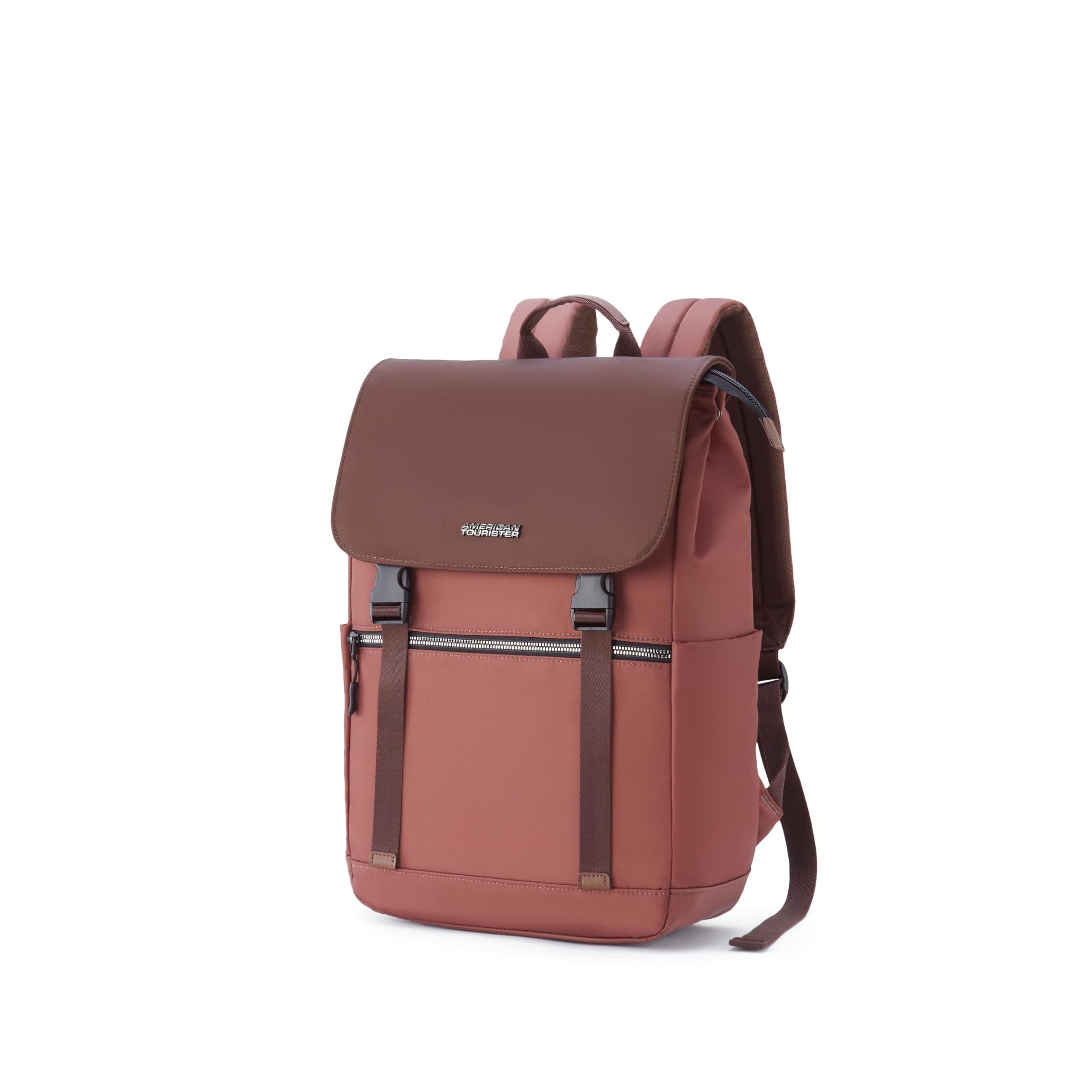 American Tourister City Edge Laptop Backpack | 15.6 Inch Laptop Bag | Front Flap Design | Smart Trolley Sleeve | College & Office Use | Men & Women | Internal Organizer | Brown | 1 Year Warranty