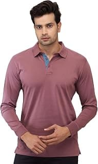 Colorplus Men Regular Fit Solid Pattern Pure Cotton Full Sleeve Polo Neck Casual T-Shirt