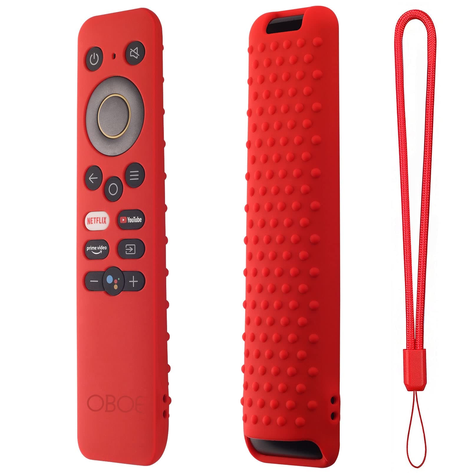 Oboe Silicone TV Remote Cover - Compatible with REALME Smart LED TV - Protective Case with Remote Loop (Red)