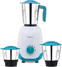 Bajaj Ninja Series NOTCH 500W Mixer Grinder (410651) with 3 Stainless Steel Jars | Titan Motor | Dura Cut Lifetime Blades | Radio Knob Control | 2-in-1 Function | French Blue | 2-Year Warranty