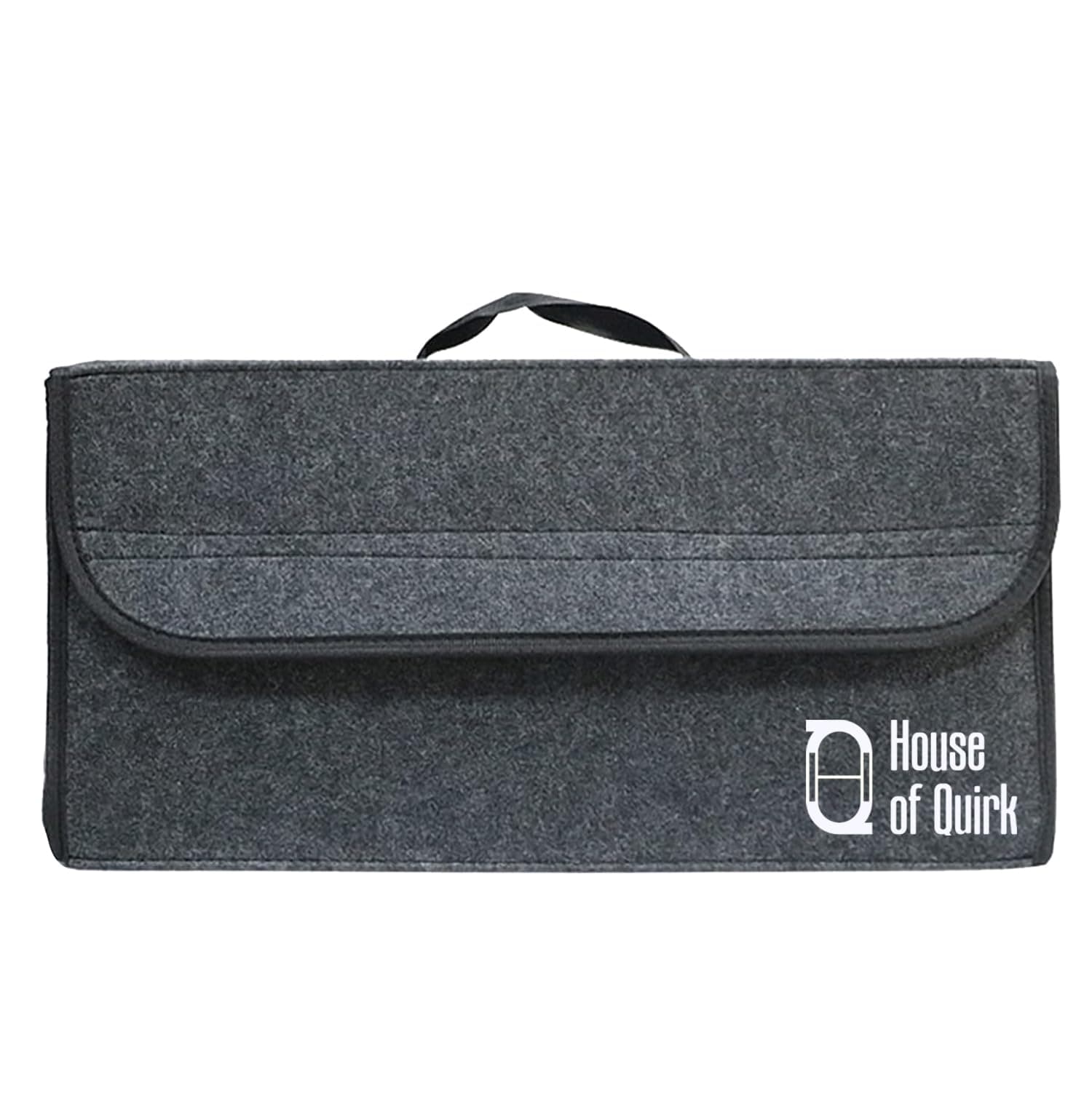 House of Quirk Car Trunk Organizers Large Anti Slip Car Trunk Compartment Boot Cleaning Supplies Storage Organizer Utility Tool Bag (Dark Grey) (Felt)
