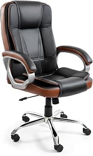 activa Ergonomic Office Chair | Leatherette Seating Chair with Adjustable Height | 3-Year Warranty | 360° Revovling Chair| Comfortable Padded Seating/Suitable for Office/Study (Venture, Black & Tan)