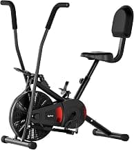 Lifelong Air Bike Exercise Cycle for Home Gym | Dual Action Stationary Cardio Bike for Full Body Workout| Adjustable Cushioned Seat with Backrest |Moving Handles & Anti-Skid Pedals |Max User Weight 125 kg