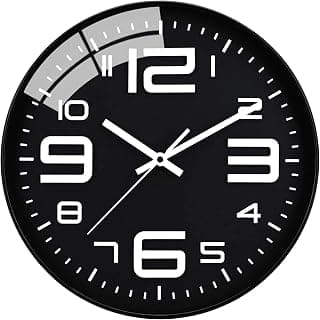 Rylan Plastic Analogue Wall Clock 12" Silent Quartz Decorative Latest Wall Clock Non-Ticking Classic Clock Battery Operated Round Easy to Read for Room/Home/Kitchen/Bedroom/Office/School,Black White