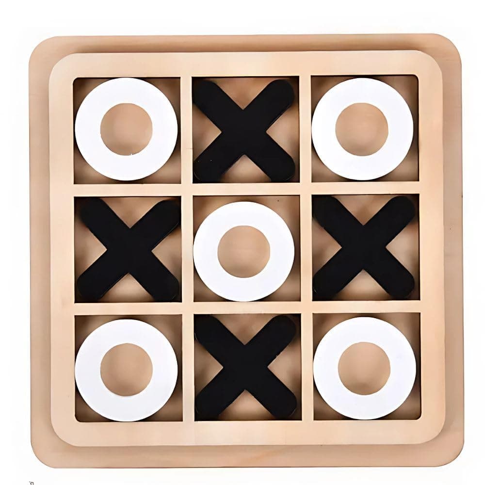 Infizent Classic Wooden Tic Tac Toe Game – Engaging XOXO Board Game for Kids & Adults, Fun Brain-Boosting Tabletop Toy, Perfect for Family Game Nights & Birthday Return Gifts (Ages 5-12)