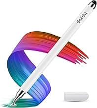 Gizga essentials 2 in 1 Universal Stylus Pen for All Touchscreen Devices| Fine Point Disc Tip & Soft Rubber Tip Touch Pen for iPad/Pro/Air/mini, iPhone, iOS/Android, Tablets, Smartphones (White)