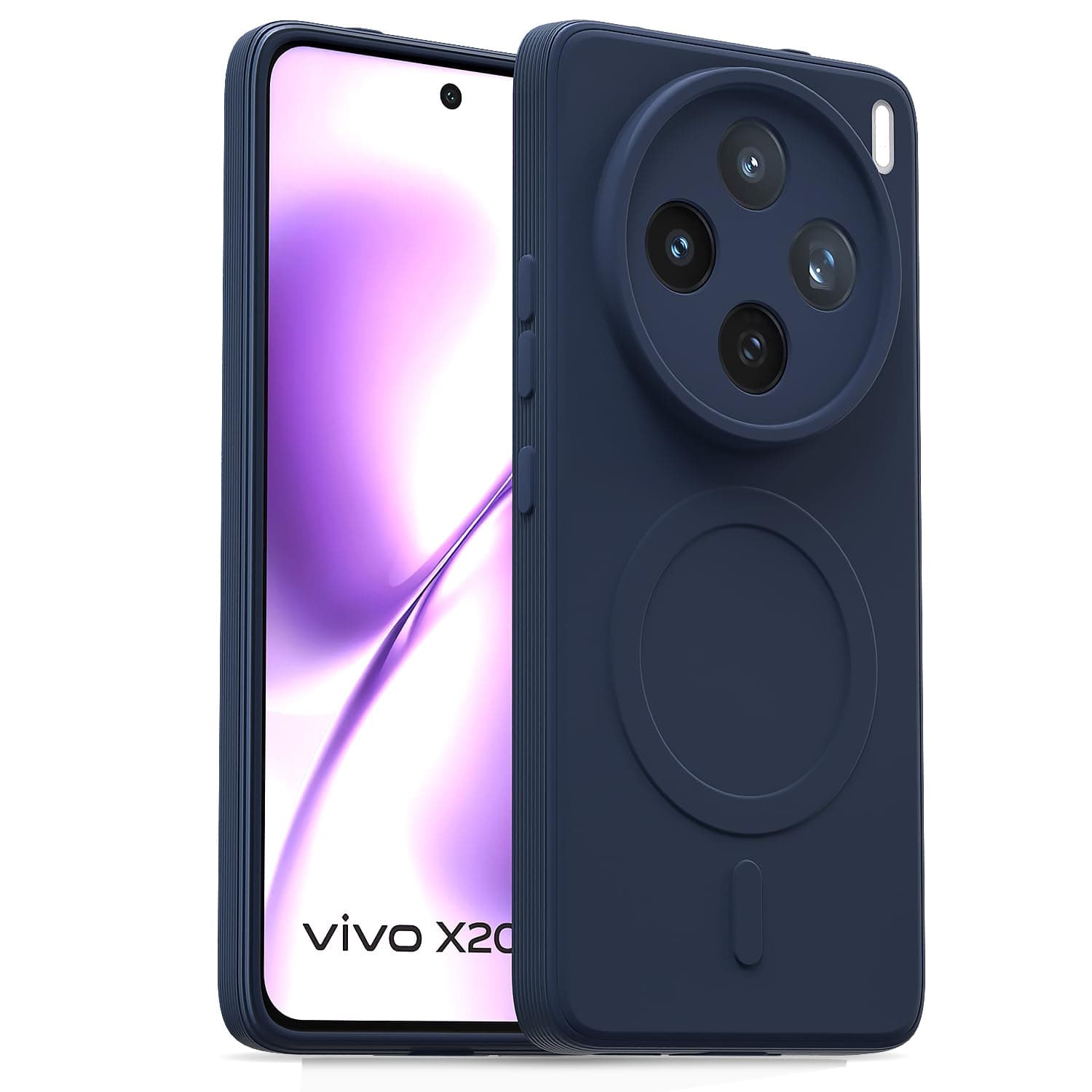 Amazon Basics Back Cover for Vivo X200T 5G Soft Matte Silicone with Camera Protection | Mag-Safe Logo (Not Mag-Safe Compatible) | Shockproof Slim Fit Bumper Case (Blue)