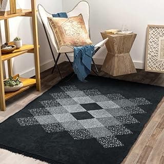 VAS COLLECTIONS Premium Chenille Carpet | 500 GSM Velvet Carpet/Area Rug/Durries with Fine Gold Yarn for or Bedroom/Living Area/Home with Anti Slip Backing| Grey, 150x210 cm or 5x7 ft