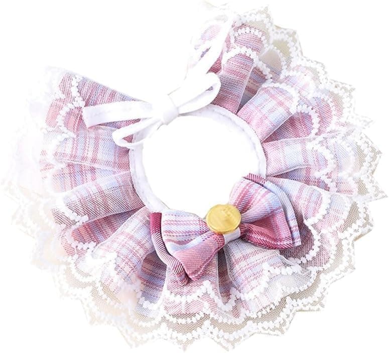 PSK PET MART Polyester Cute Bowtie Cat Dog Collar Lace Collar Ruffle Cat Dog Lace Bib Scarf, Pets Scarf Accessories for Pet Birthday Party Holiday Wedding cat Collar 1 Pcs (Medium, Purple)