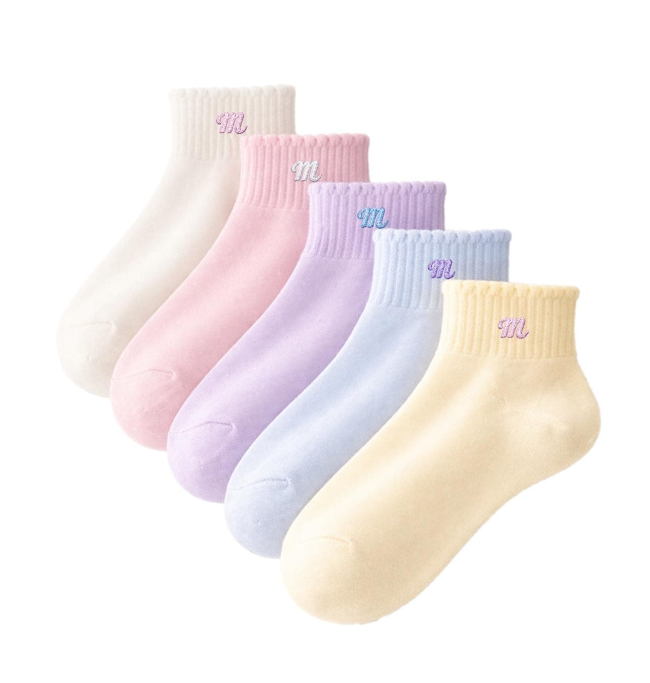 MENLEE Cotton Socks for Woman | Summer Socks for Women | Women Ankle Length Socks, Soft & Stretchable, Pastel Cute COLOURS, Lightweight Anti-Odor Daily Wear Gym Sports Athletic Socks