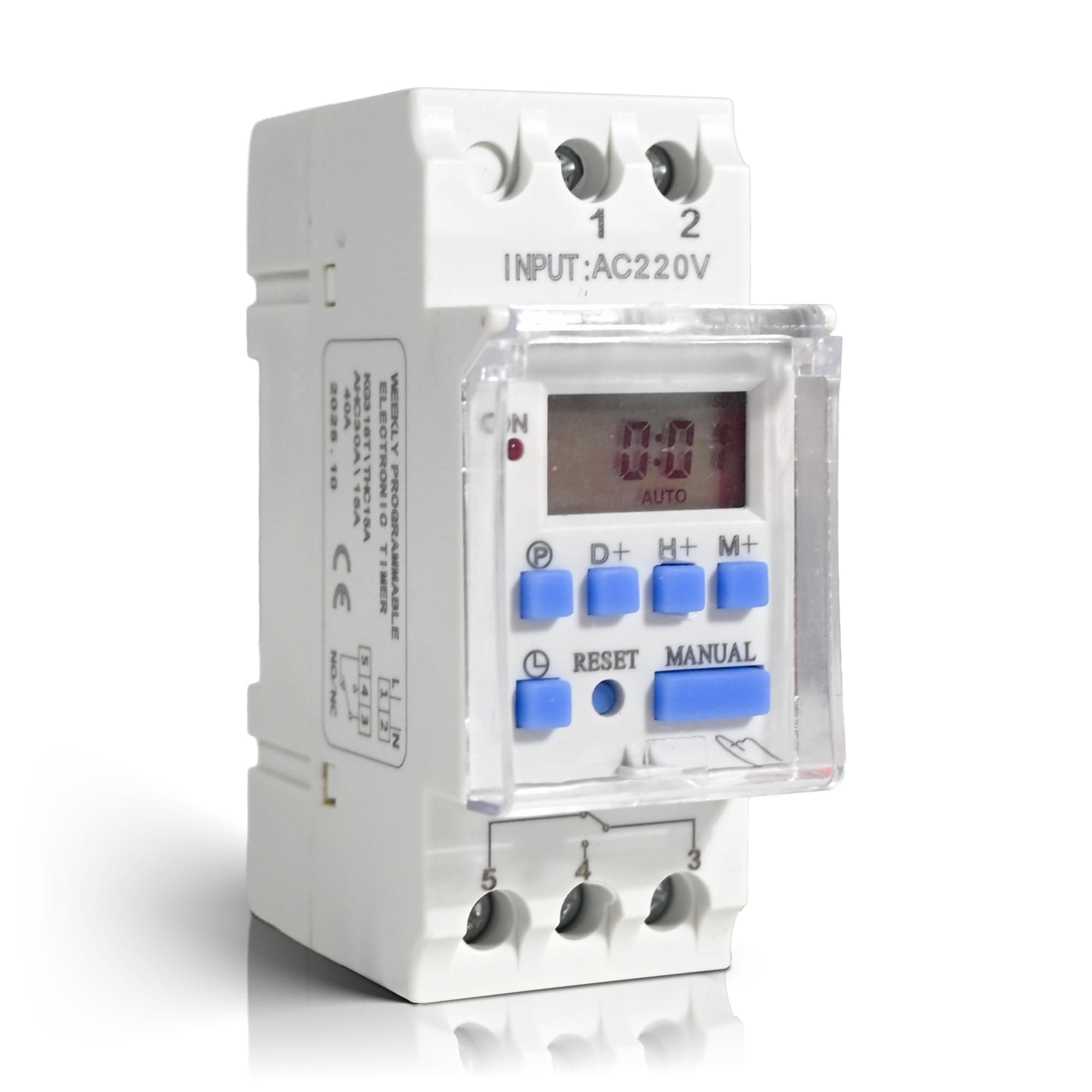 SENSILUX Programmable Digital Timer Switch 30A | Daily & Weekly Time Relay Controller | DIN Rail Mount | LCD Display Automatic ON Off Timer | 30A / 240V AC Includes Battery Backup