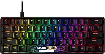HyperX Alloy Origins 60 Smartchoice- USB-C Mechanical Gaming Keyboard - Ultra Compact 60% Form Factor - Red Switch - Double Shot PBT Keycaps - RGB LED Backlit - NGENUITY Software Compatible (4P5N4