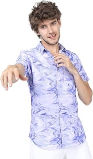 Highlander Men's Slim Fit Shirts | Printed | Half Sleeves | Spread Collar | Casual Shirts | Stylish Shirt