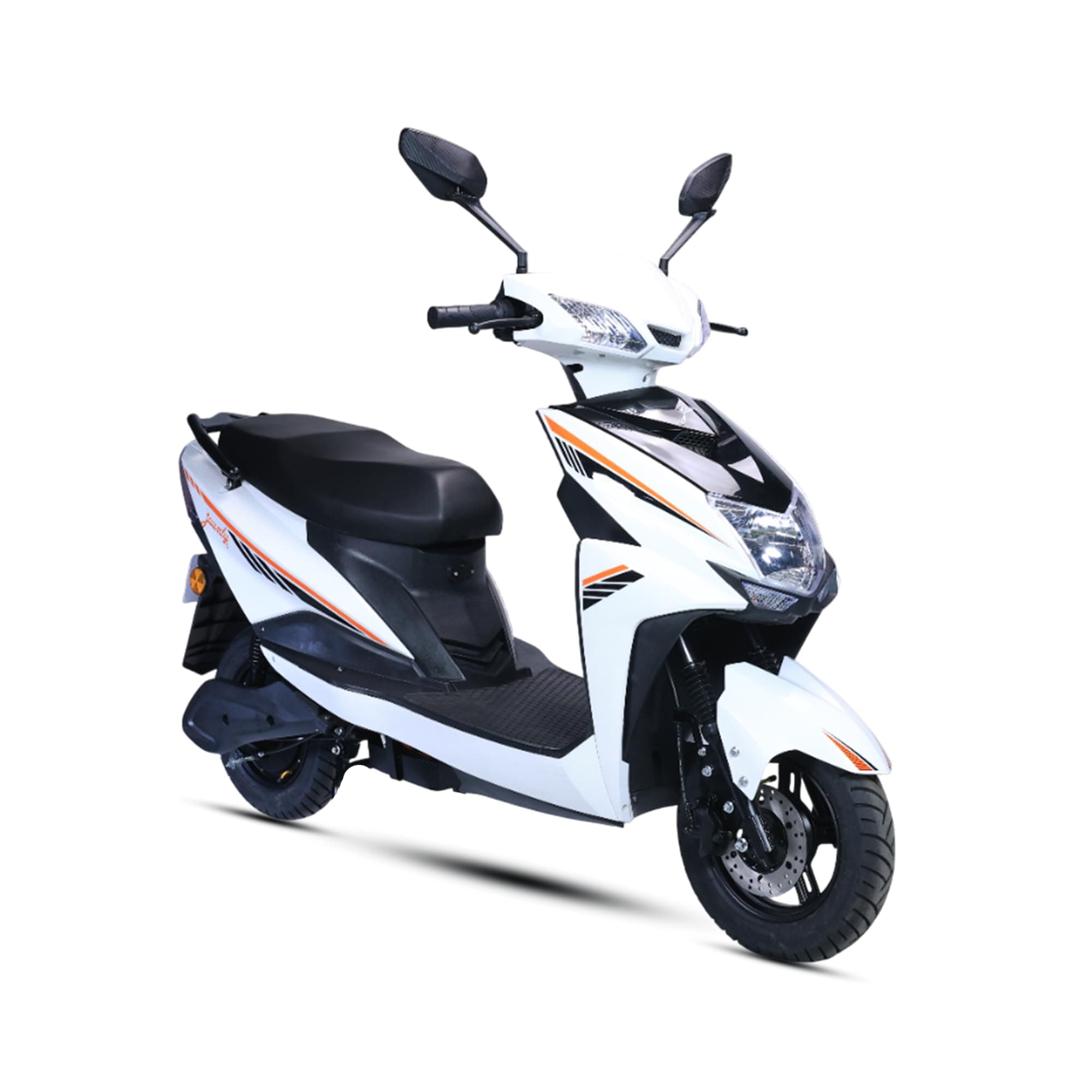 AMO Electric Scooter Single Light Lithium Battery 60-70 Km Range Low Speed with Portable Charger Non RTO in White