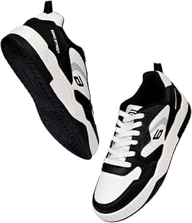 Bond Street Men's White & Olive Casual Sneakers | PU Upper Lace-Up Shoes with Durable PVC Sole | Stylish & Comfortable Footwear for Men