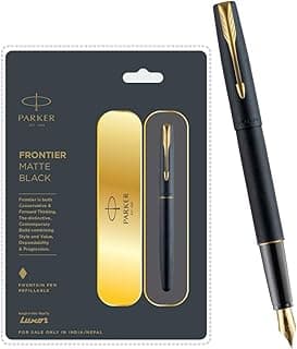 Parker Frontier Matte Black Gold Trim Fountain Pen | Leading Pen for Corporate