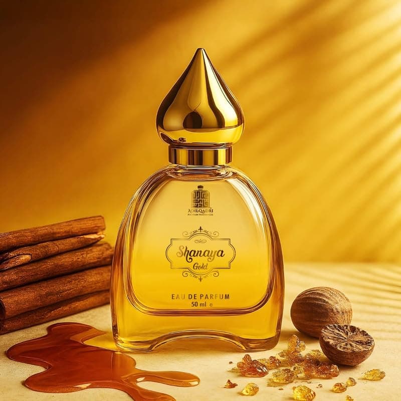 Adilqadri Shanaya Gold Gourmand Perfume for Men & Women | Long-Lasting Arabic & Woody Scent | Eau de Parfum with Spicy, Floral, Vanilla & Woody Notes | Ideal for Special Occasions | 50 ML