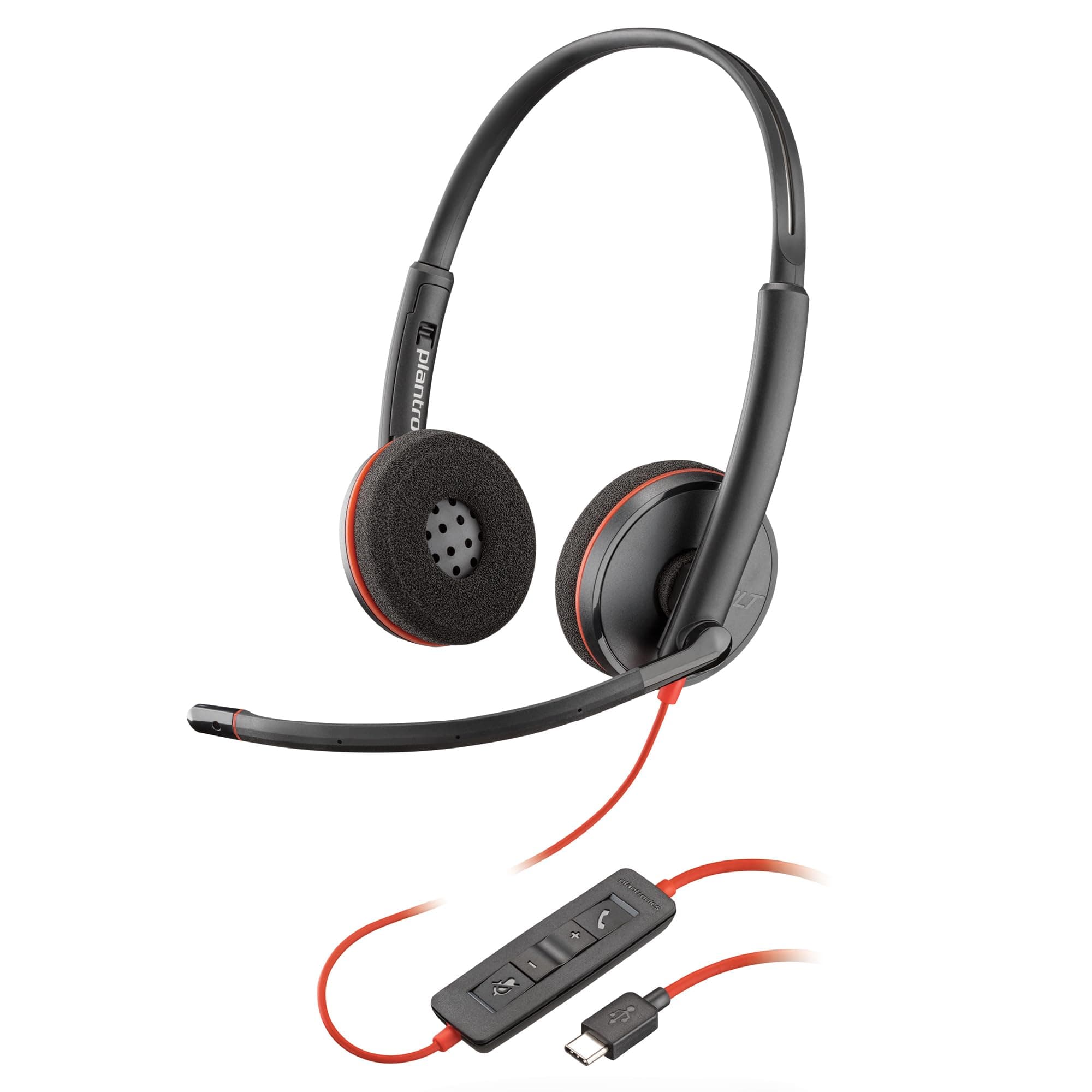 Poly (Plantronics) Blackwire 3220 Stereo Headset, On Ear w/Noise-canceling mic, 118g, Connect to Mobile/Tablet via USB-C/A, Lightweight Metal Headband, Dynamic EQ, Hi-Fi Stereo, Black, 9P7X8AA