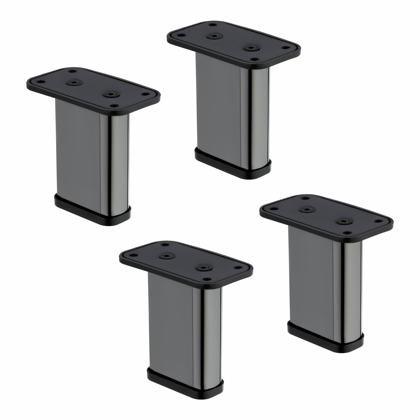 LAPO 4 Inch Sofa Legs, Sleek Glossy Metal Legs for Stylish Sofas, Chairs, and Cabinets, Black (Set of 4) 3 Years Warranty