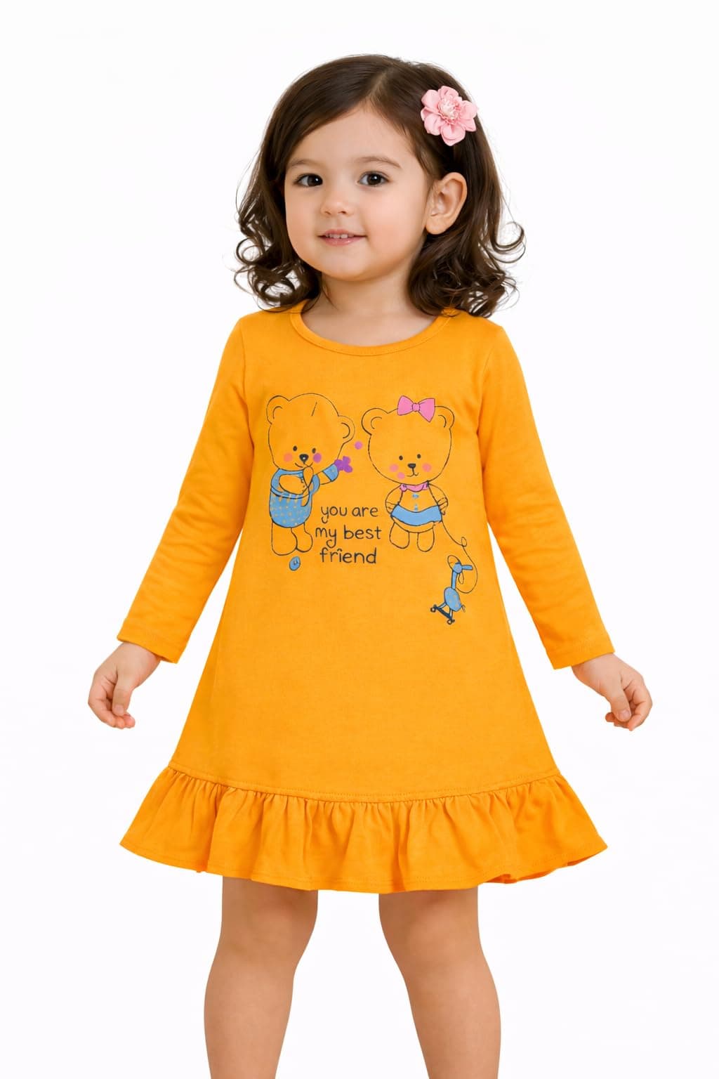 Bodycare Girls Frock Kanthi Open Full Sleeves Pack Of 1