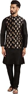 SOJANYA (Since 1958 Men's Silk Blend Kurta Pyjama & Self Design Nehru Jacket Combo