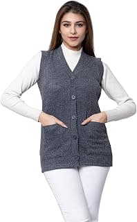 HIFZAA Sleeveless Sweater for Women with Pockets Cardigan Winter wear Sweaters for Ladies Plus Size M to 6XL