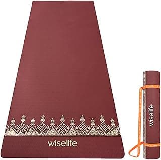WiseLife Grande XL 6 MM TPE Yoga Mat for Men & Women | Extra Thick, Long & Wide Premium Exercise Mat with Yoga Strap | Anti-Slip & Anti-Tear Ideal for Yoga, Pilates, Home Workouts & Gym Use (Maroon)