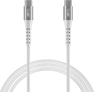 boAt Type-C C600 Tangle-Free, Sturdy Cable w/ 100W/5A Fast Charging & 10Gbps Data Transmission, 10000+ Bends Lifespan and Extended 1.5m Length,Compatible w/Xiaomi, Oneplus, Samsung, Vivo & Oppo(White)