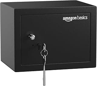 Amazon Basics 8.6 Litre Heavy Duty Safe Locker with Mechanical Key Lock | Handy & Sleek Design | 1-Year Warranty (Black)