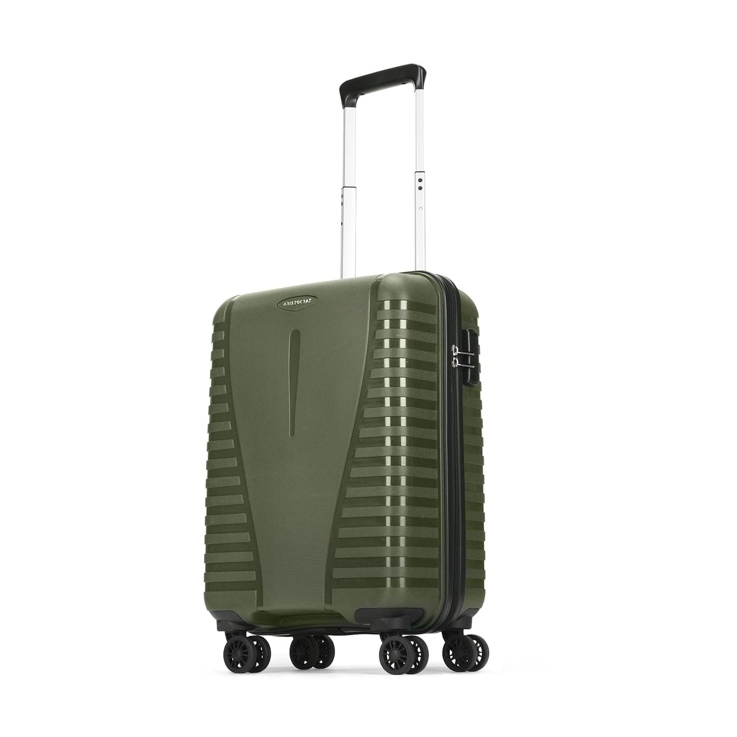 Aristocrat Cabin Polypropylene (PP) Airpro 55 Cm(Small) 8 Wheels Trolley Bags for Travel Hard Case Luggage,Lightweight Bag with Combination Lock & Robust Spinner Trolley with 3 Years Warranty (Green)