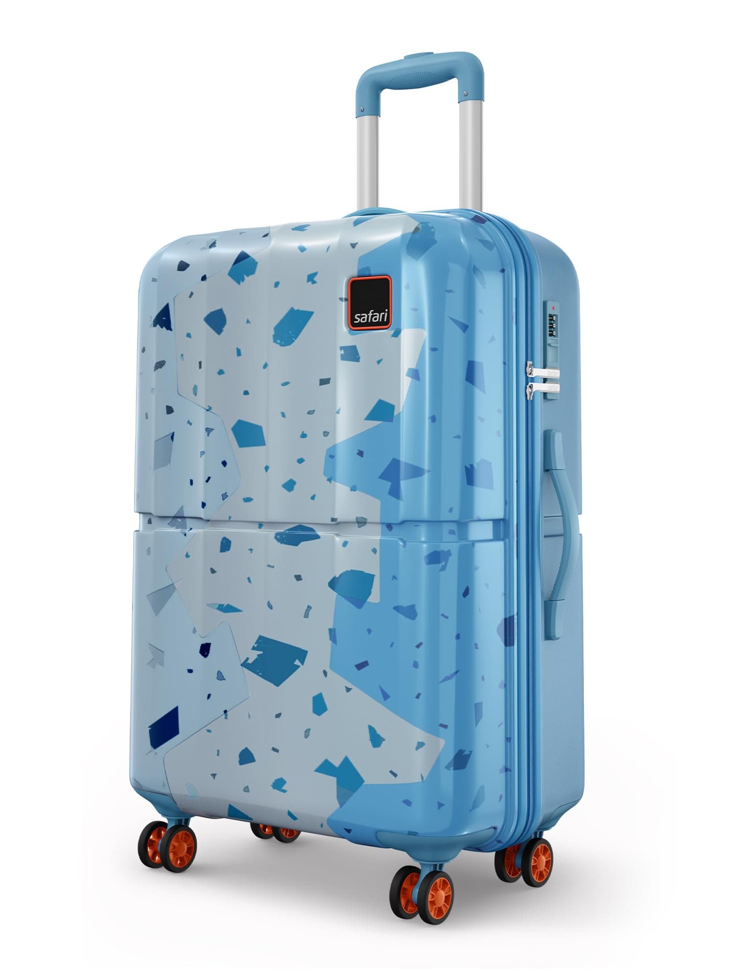 Safari Tazzo 8 Wheels 66cm Medium Size Trolley Bag, Hard Case Polycarbonate, 360º Wheeling Small Check in Luggage, Suitcase for Travel, Trolley Bags for Travel, Printed