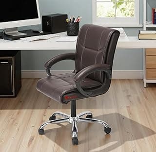 GOYALSON Comfortable Revolving Chair for Director Principal Manager Office with arm Rest with Wheels and Cushioned seat Back (1, Coffee, Heavy 1)