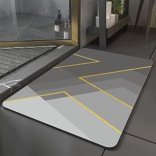 Super Water Absorbent Drying Microfiber Rectangular Bathroom Mat Quick Dry Shower Mat High Absorbency Bath Rug Moisture Wicking Fast Drying Washable Bathroom Door Mat(Design 1),58.00 Centimeter
