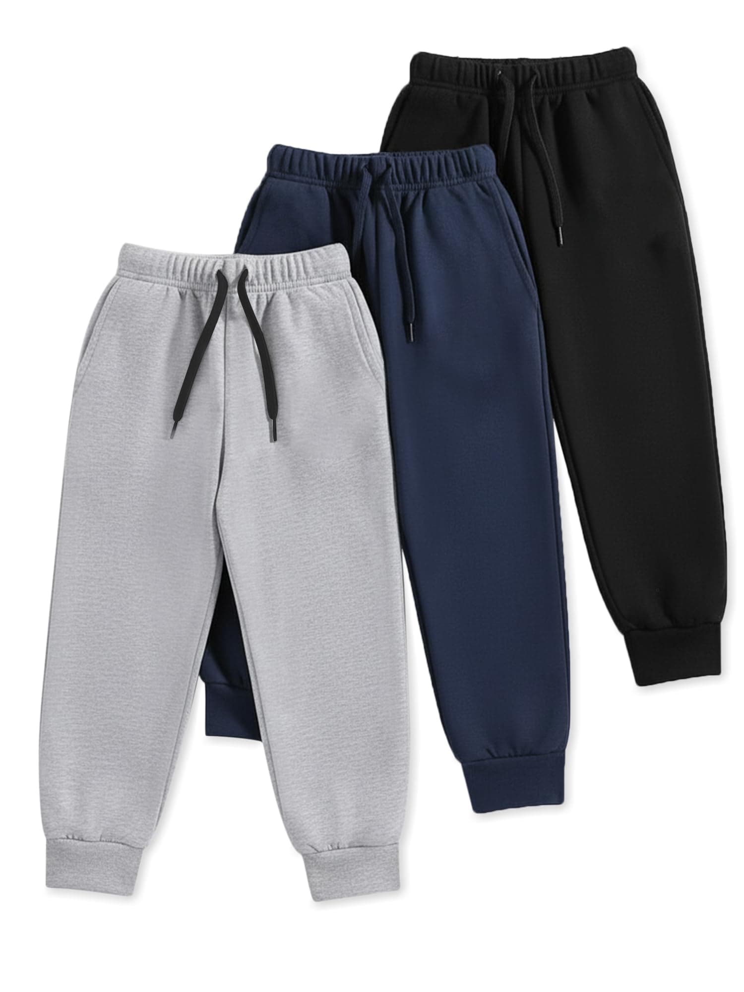 Trampoline Cotton Trackpants for Kids Pack of 3 with Drawstrings & Ribbed Cuffs | Boys & Girls Joggers with Prints | Side Pockets Soft Waistband | Breathable & Stretchable Playwear