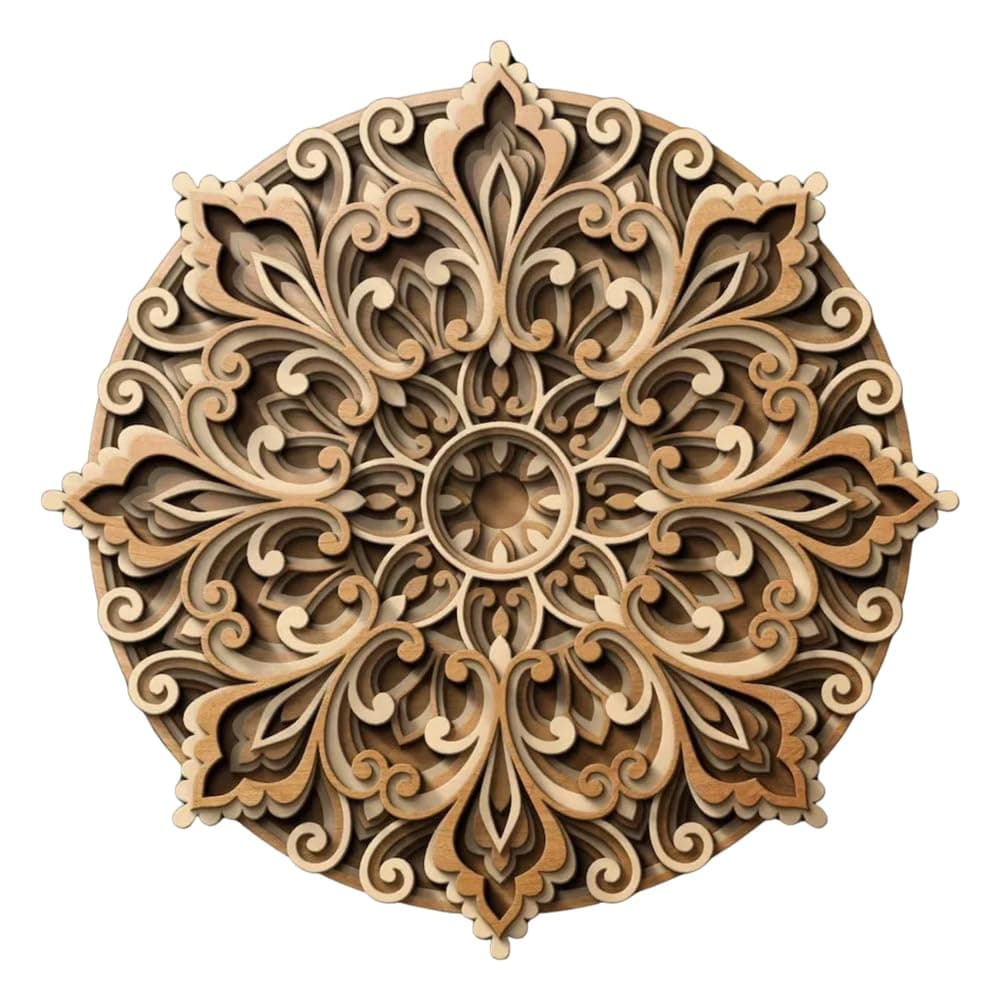 Cliths 8-Layered Multilayer 3D Wooden Mandala Wall Art, Decorative Pine MDF Mandala Wall Hanging, 14x14 Inch, Perfect for Home Decor- Mandala Wall Decor Gift