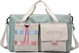 Storite Travel Duffel Bag with Shoe Compartment, Pista Green, 44x31x17 cm