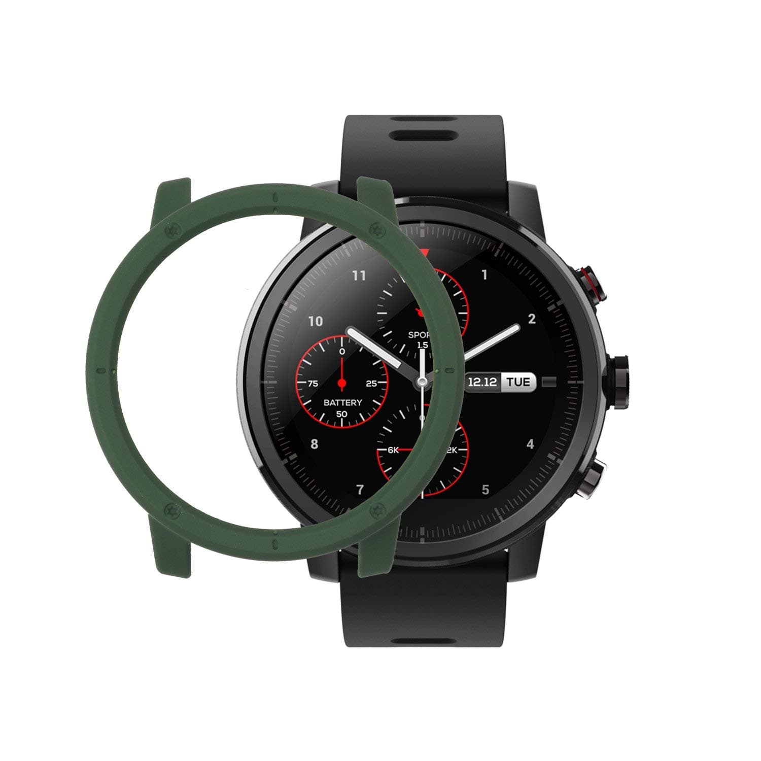 Dealfreez SIKAI Multi Color Bumper Shell Ultra-Light Full Protective Cover Case Compatible with Amazfit Stratos (Army Green)