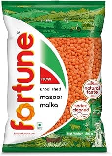 FORTUNE Masoor Malka (Big), 500 Gm, Unpolished And Sortex Cleaned