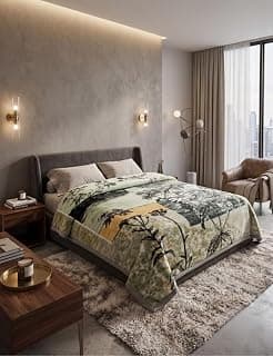 Signature Luxury Ultra Soft Double Ply Reversible Blanket | 5.5 Kg Heavy King Size Double Bed | Extreme Winter Warmth | Premium Supersoft Blanket | 210 x 240 cm (Mystic Bloom)