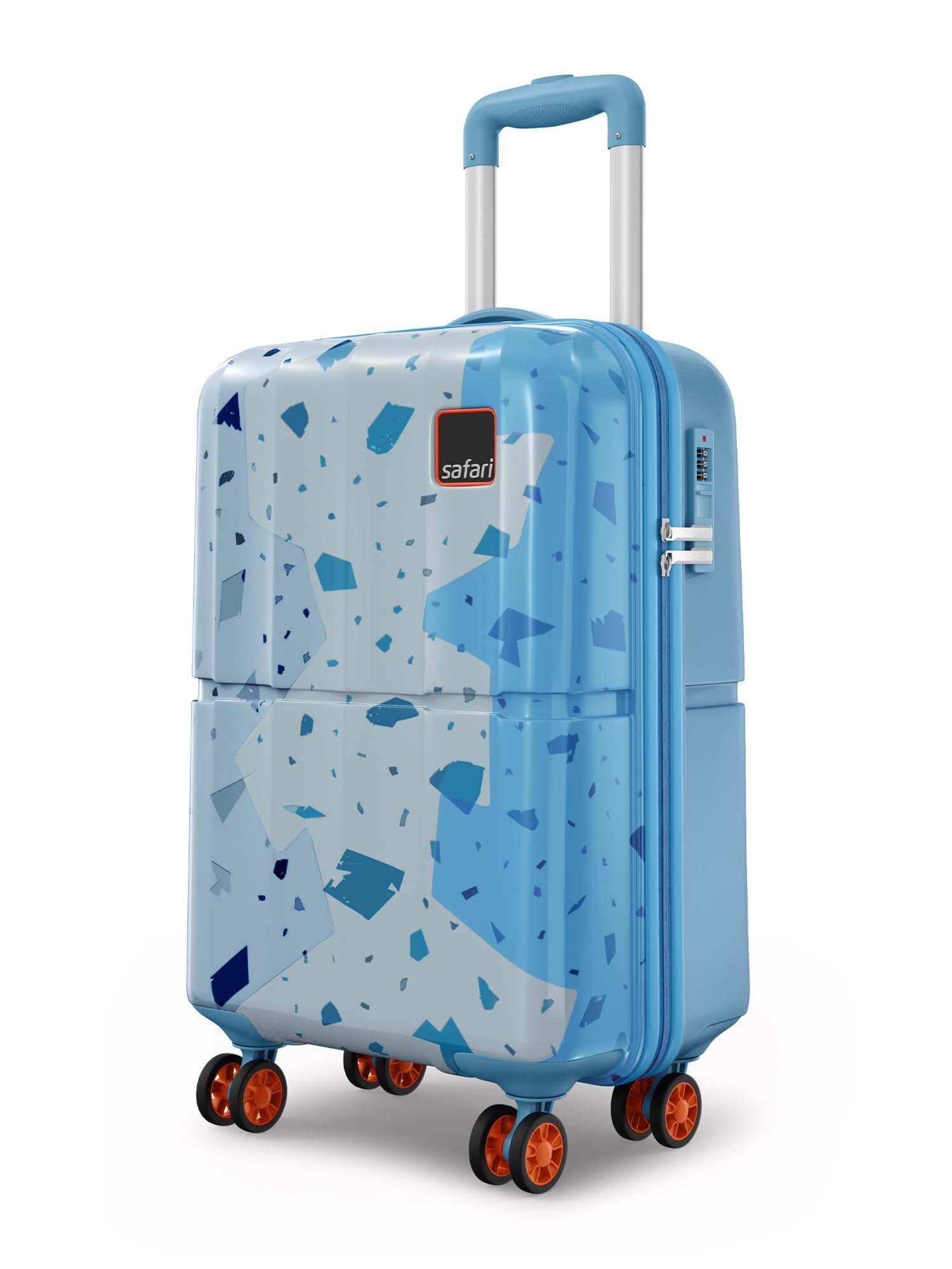 Safari Tazzo 8 Wheels 55cm Cabin Size Trolley Bag, Hard Case Polycarbonate, 360º Wheeling Small Carry-on Luggage, Suitcase for Travel, Trolley Bags for Travel, Printed