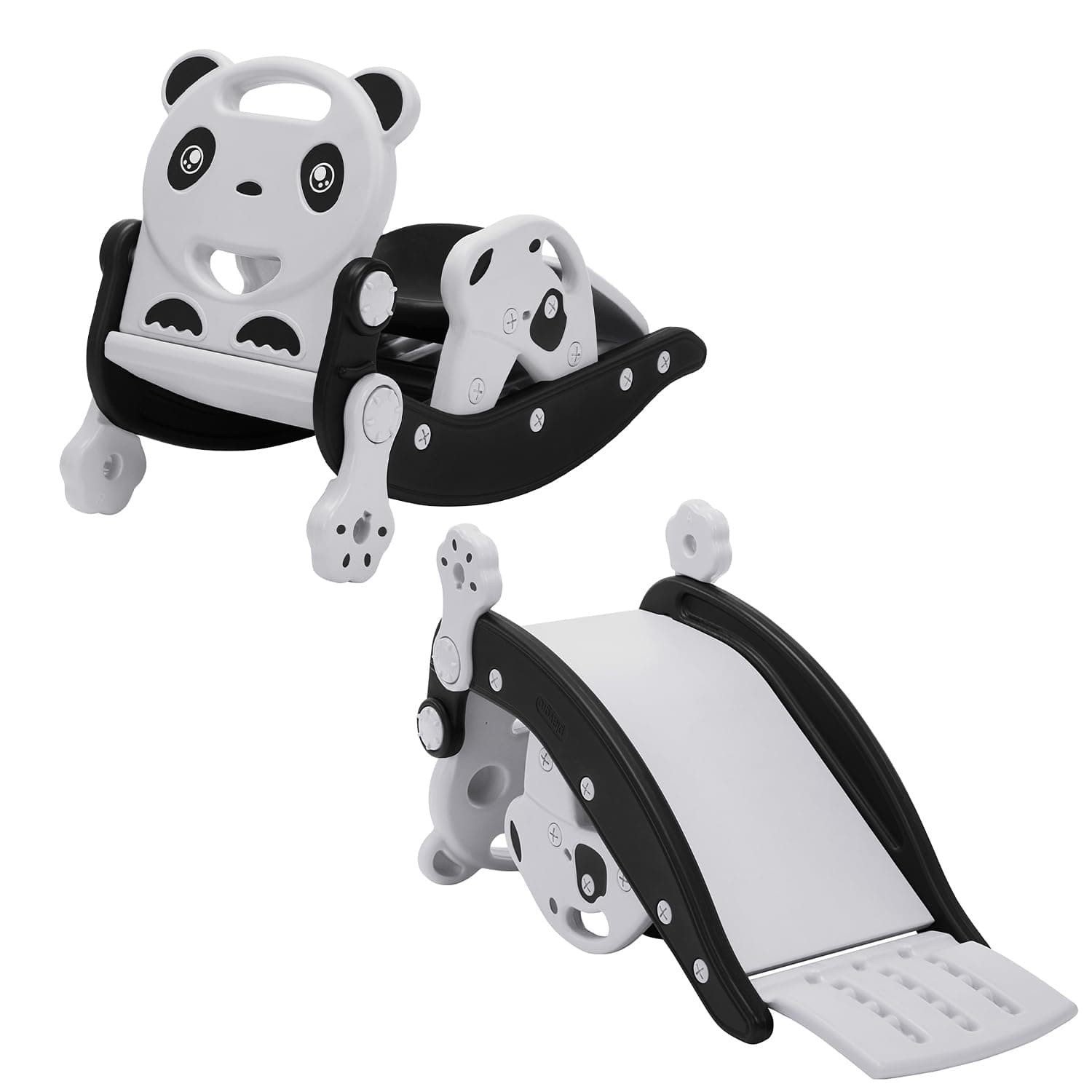 Amazon Brand - Jam & Honey 3-in-1 Rocking Panda Slide with Baby Rocker & Chair | for Kids 2-5 Years Old | Non-Toxic PE | Durable & Safe | BIS Approved | Black
