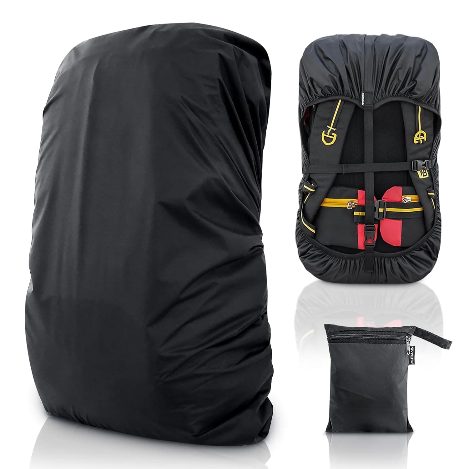 MUTMAIN Waterproof 55L to 75L Rain Cover for Rucksack Backpack Bag, Suitable Bags for Hiking, Camping & Trekking XL Bag, Two Side Adjustable Buckle and Elastic Protect from Rain and dust,