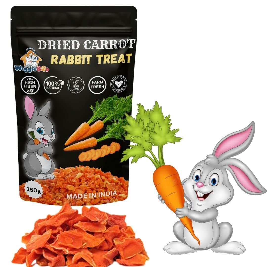 WiggleBoo Treats for Rabbit || Wholesome and Delicious Dried Carrot || Packed with Nutrients for Optimal Health & Happiness || (150g)