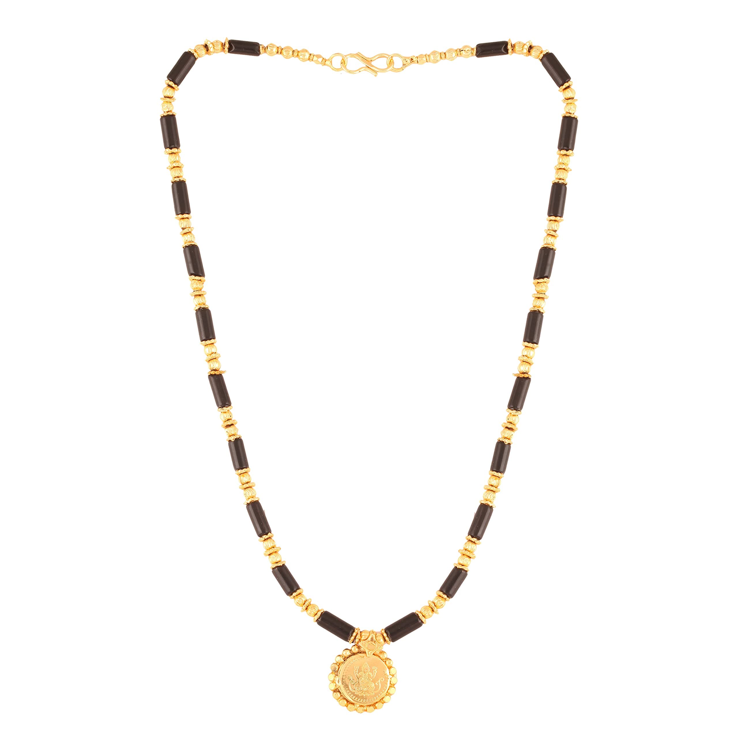 MEENAZ 2 Vati Wati Mangalsutra For Women Girls Temple South Indian Traditional 1 Gram Gold Stylish Maharashtrian Long Double Chain Double Mangal sutra Pendant Tanmaniya Black Nallapusalu Chains -447