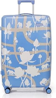 American Tourister x Love Child Masaba 57 CM Small with Recessed TSA Lock & 8 Wheel Printed Hard PC Cabin Suitcase for Travel/Trolley Bag for Travel/Travel Bag with Double Wheel for Men & Women- Blue