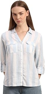 VERO MODA Women Linen Shirt | Long Sleeve | Spread Collar