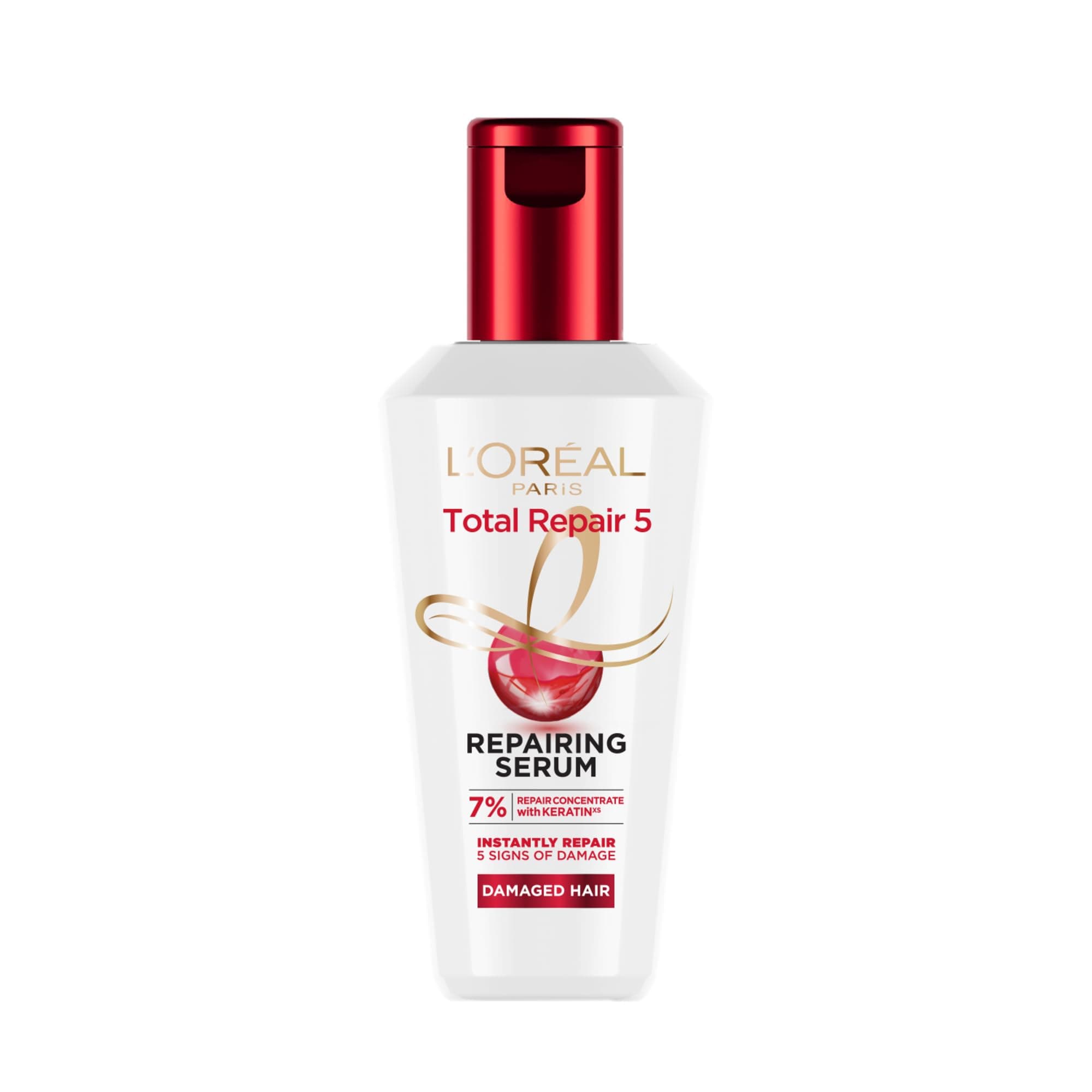 L'Oreal Paris Total Repair 5 Hair Serum For Damaged Hair | Powered by Keratin XS Technology| Fights 5 Signs of Hair Damage- Frizz, Breakage, Dryness, Stiff Hair, and Split end - 80 ml